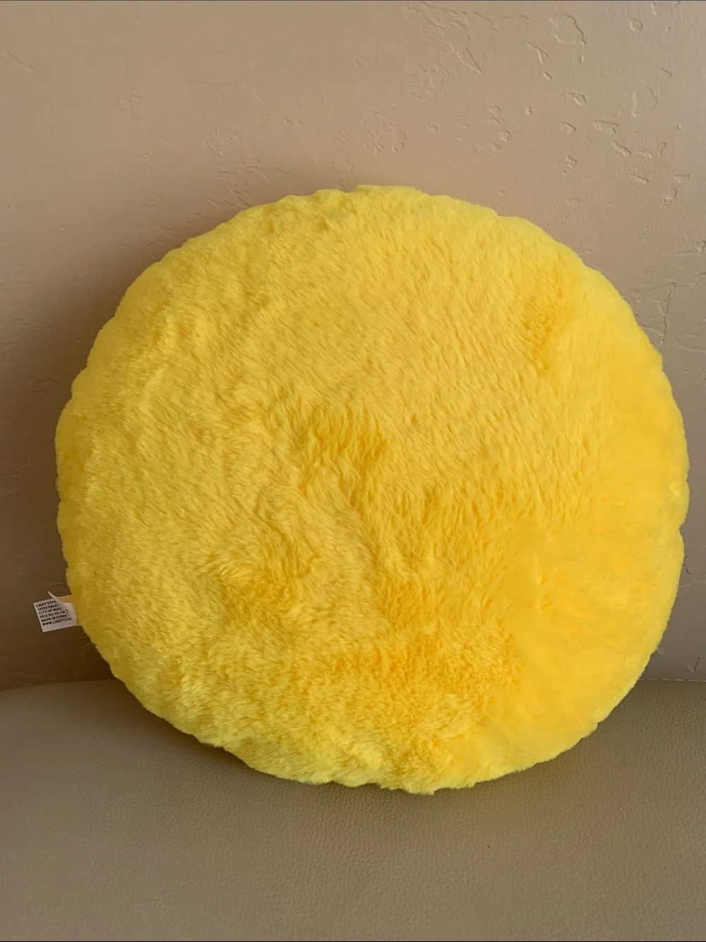 14” Yellow Smiley Face Plush Stuffed Pillow Toy